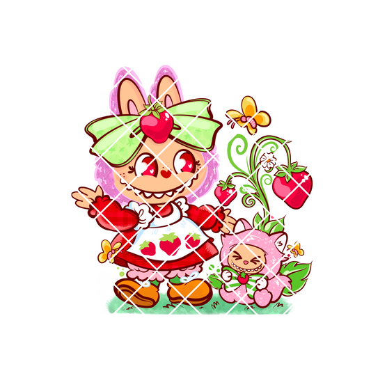strawberry labubu UV-DTF sticker