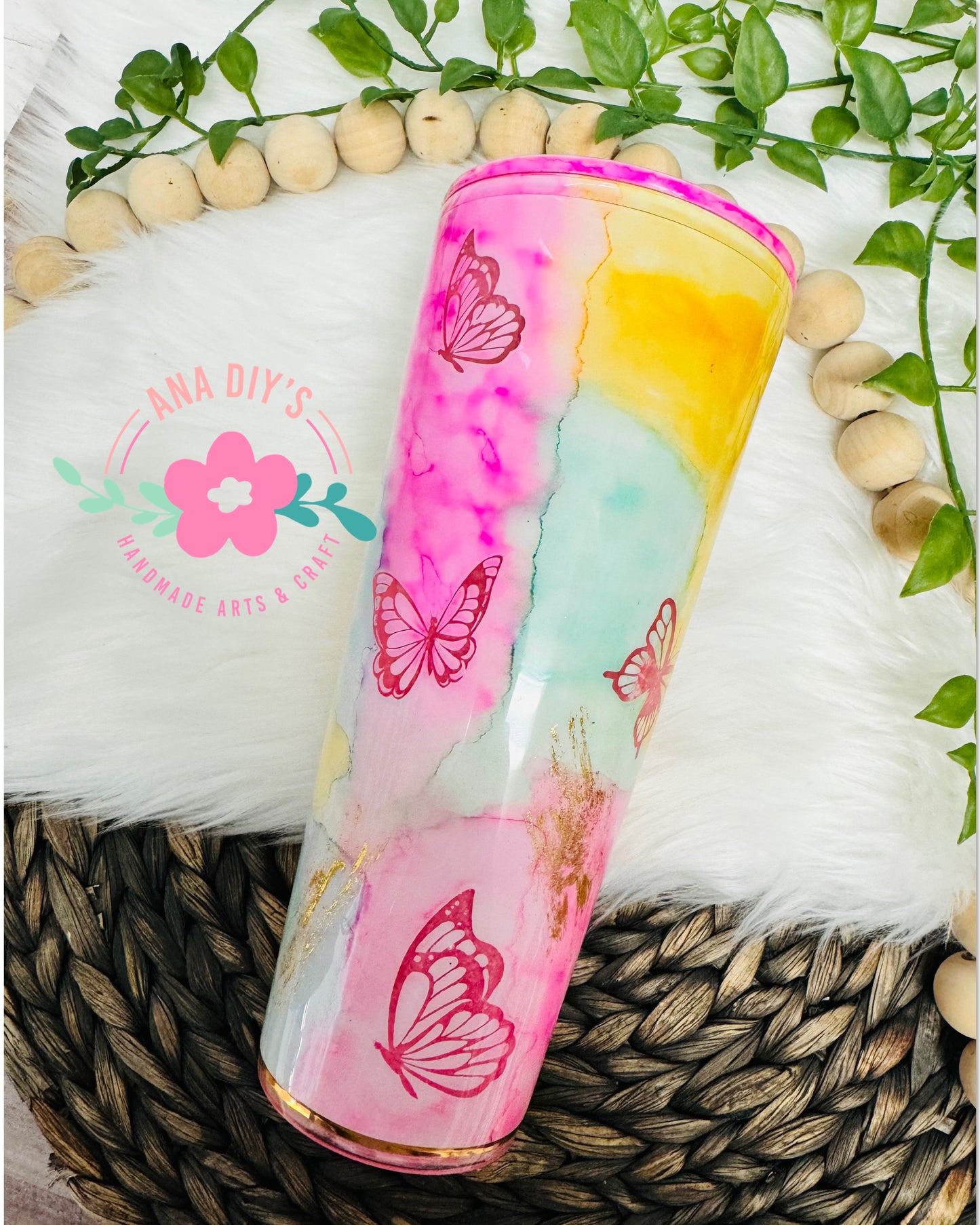 24oz Butterfly acrylic cup /Snowglobe cup