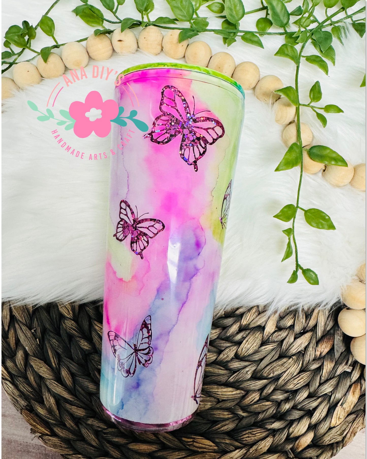 24oz Butterfly acrylic cup /Snowglobe cup