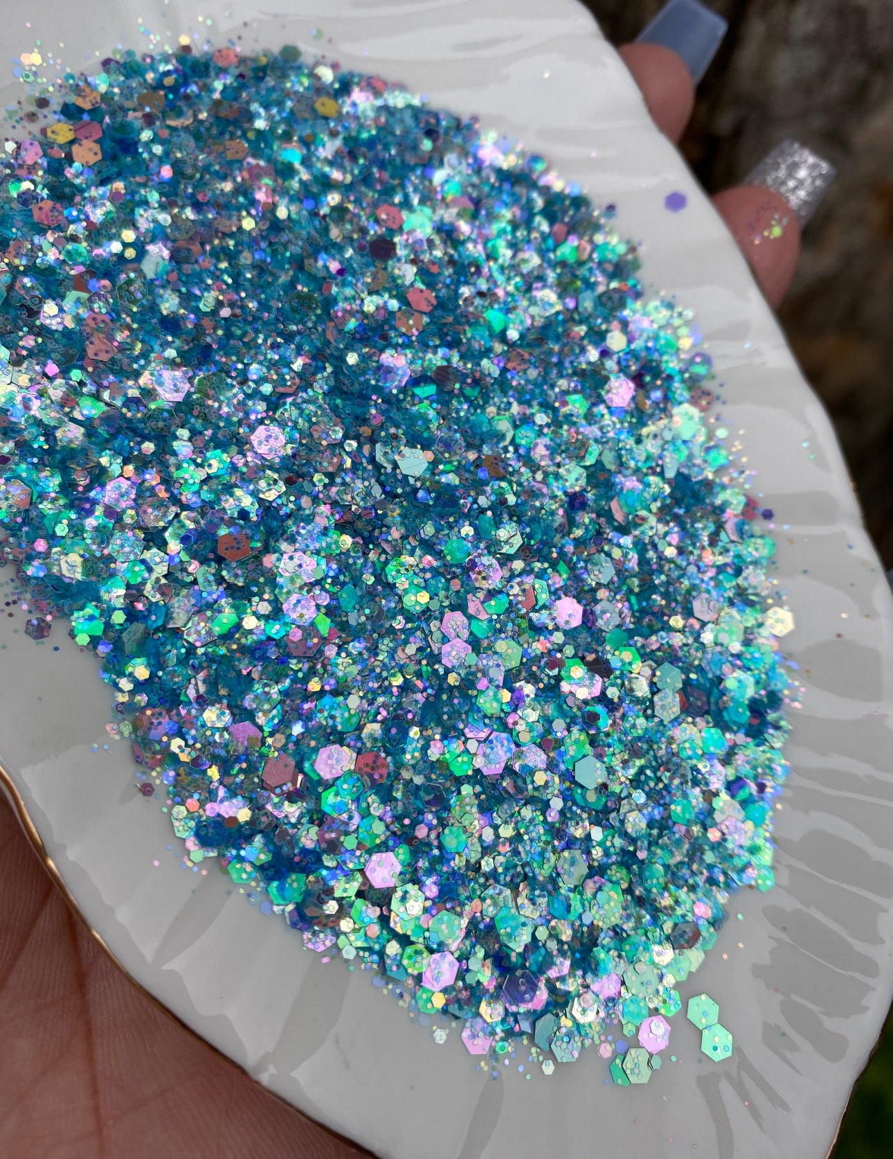 ocean blue chunky glitter