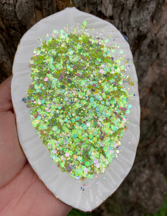 Pear green chunky glitter