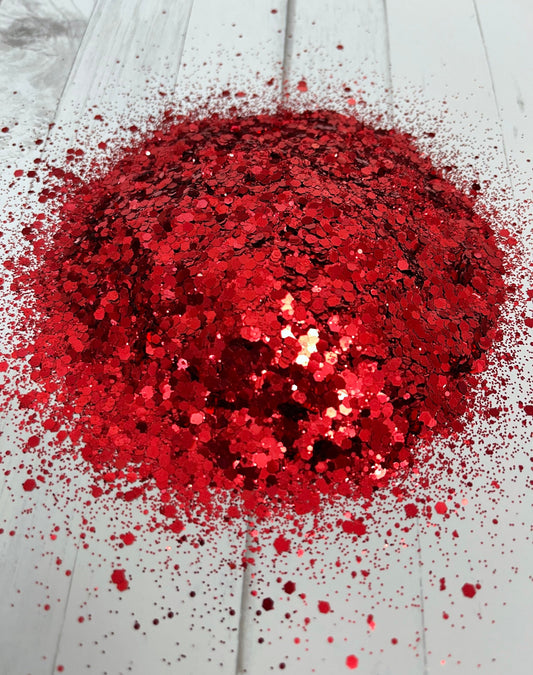 Scarlet red chunky glitter