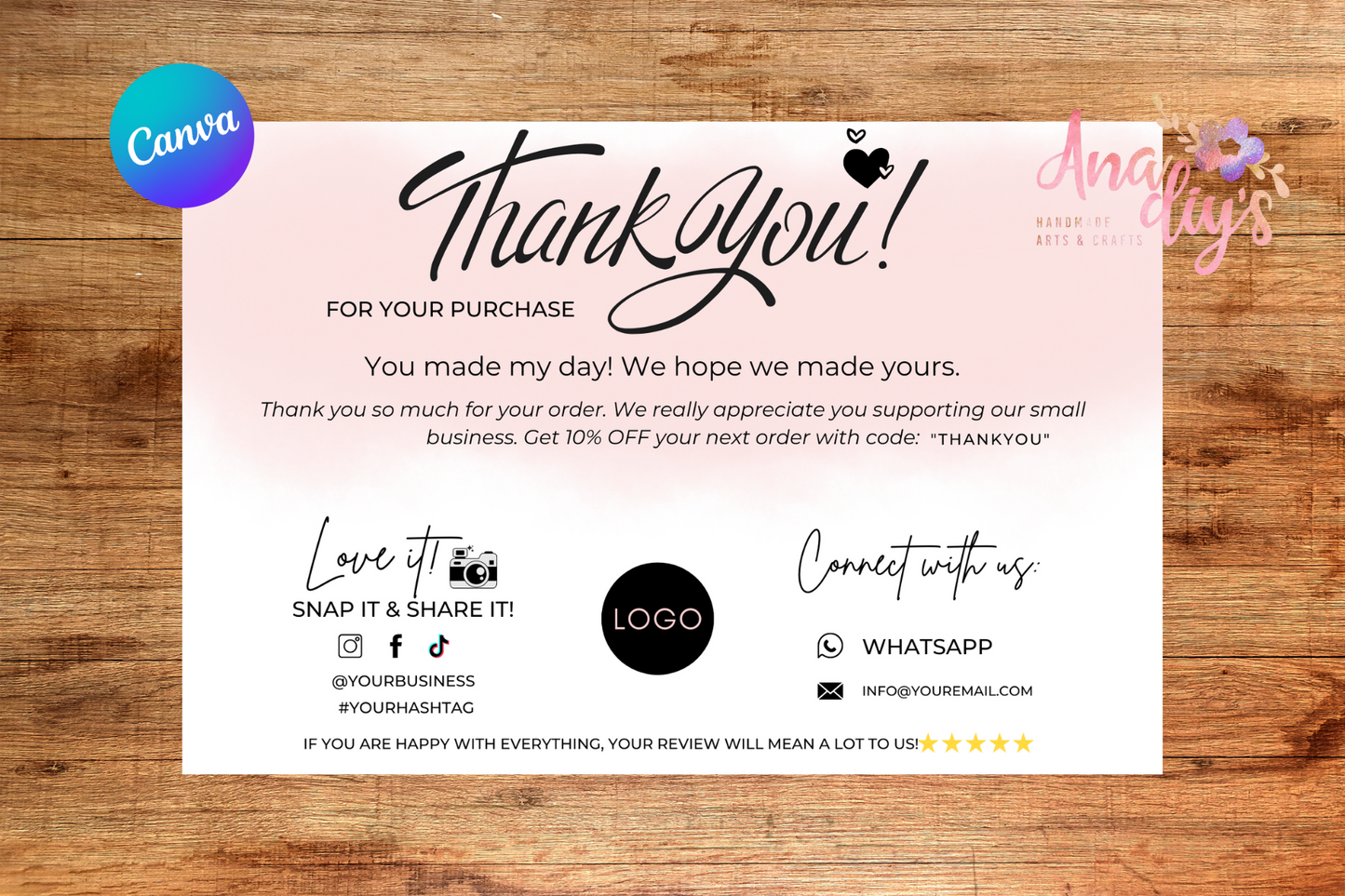 Editable Business card, Thank you card